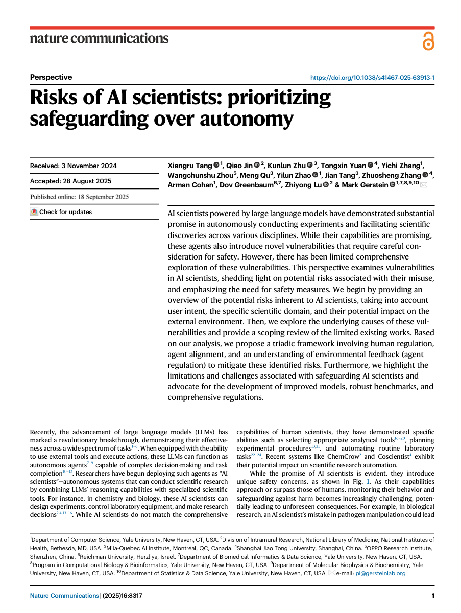 Risks of AI Scientists
